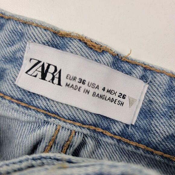 Zara Distressed High Waisted Light Wash Denim Jeans size 4 - Picture 4 of 12